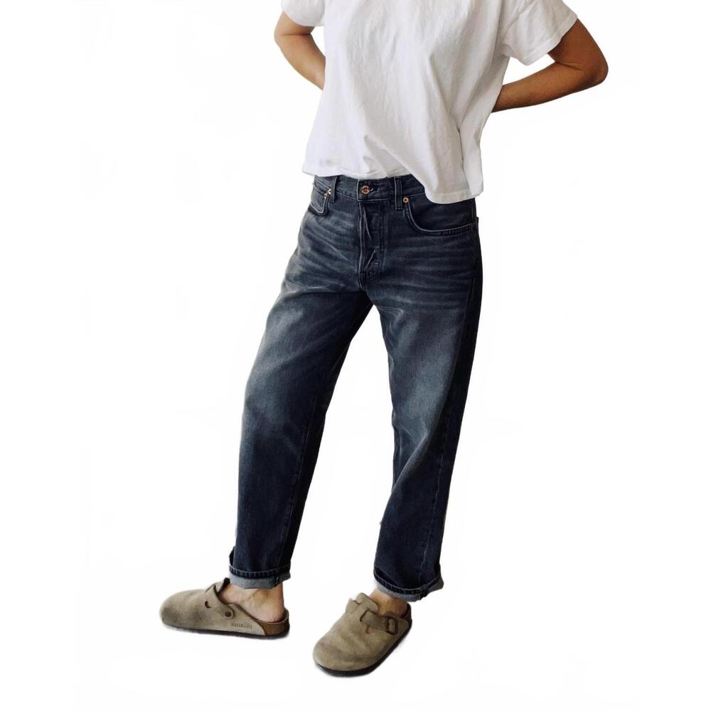 NEW HEY GANG the loose crop jean in jett wash